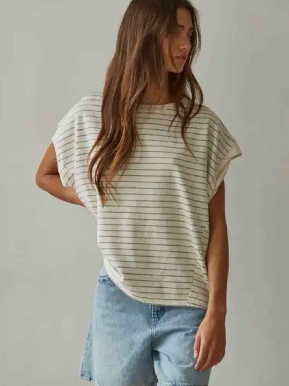 Knit Striped Jersey Round Neck Short Sleeve Top By Together NWT